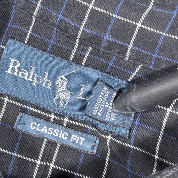 Ralph Lauren Classic Fit Shirt Mens 2XLT Blue Black Check Pony Button Down - Picture 5 of 8